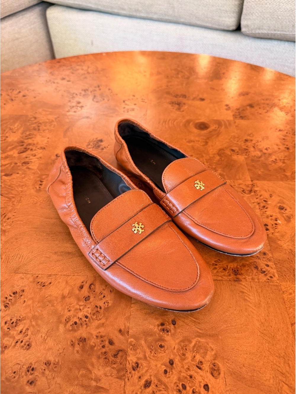 Tory Burch Brown Leather Slip-On Loafers Size 8.5